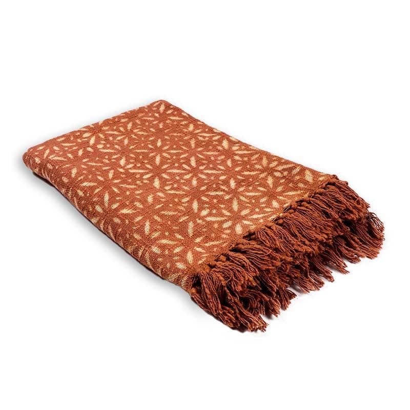 Buy Terracotta Tile Handblock Printed Throw Throws from Vaaree