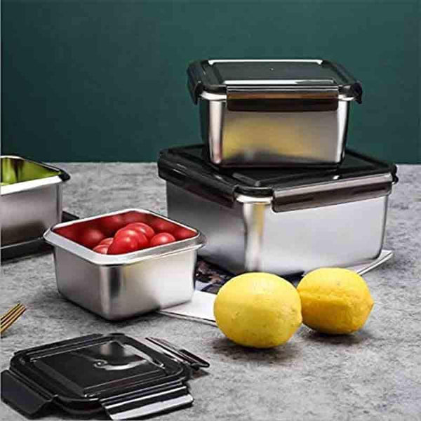 Buy Tiffin Box & Storage Box - Lavish Steel Square Container - Set Of Three at Vaaree online