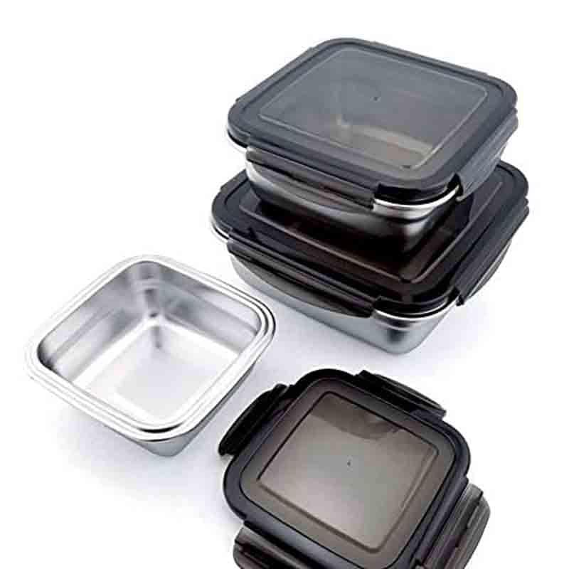 Buy Lavish Steel Square Container - Set Of Three Tiffin Box & Storage Box from Vaaree