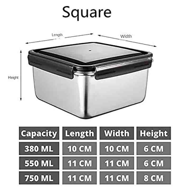 Buy Lavish Steel Square Container - Set Of Three Tiffin Box & Storage Box from Vaaree