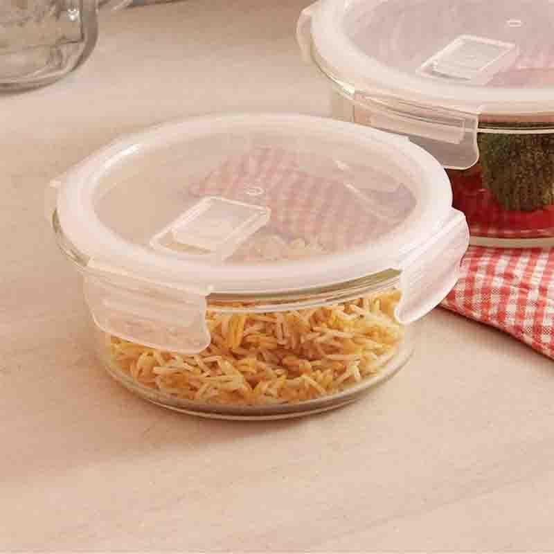 Tiffin Box & Storage Box - Round Glass Storage/Tiffin Box- 380 ML