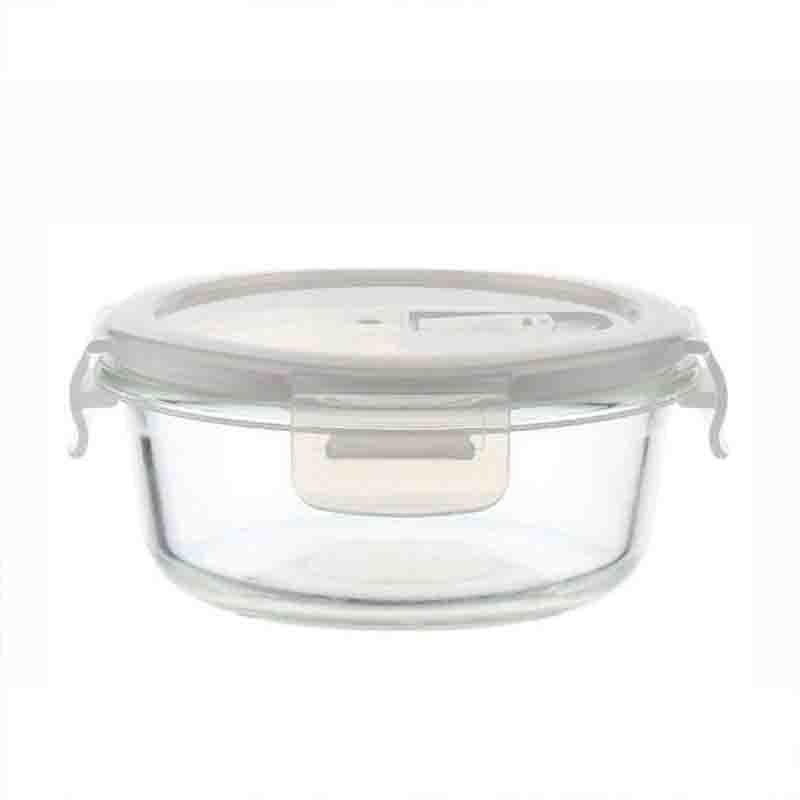 Tiffin Box & Storage Box - Round Glass Storage/Tiffin Box- 380 ML