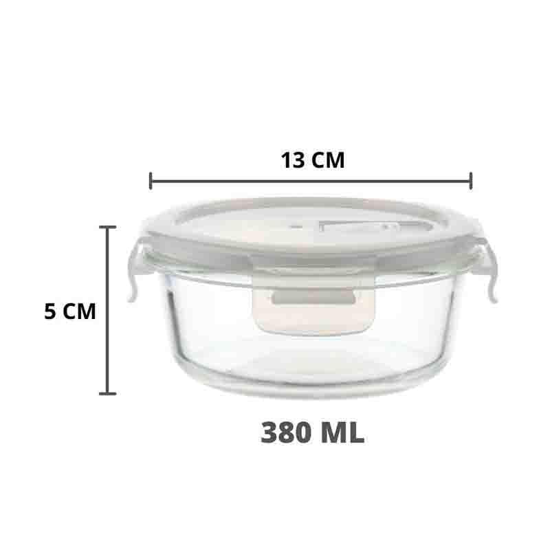 Tiffin Box & Storage Box - Round Glass Storage/Tiffin Box- 380 ML