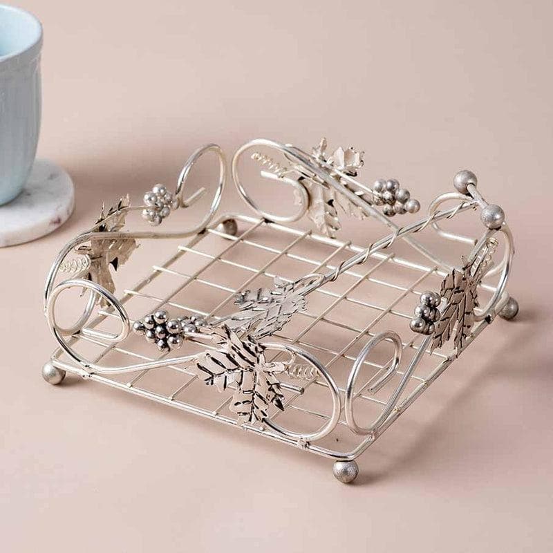 Buy Lustre Napkin Holder - Silver Tissue Holder from Vaaree