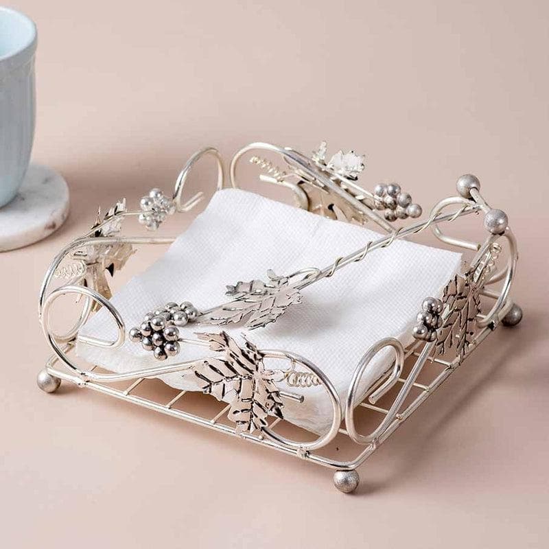 Buy Lustre Napkin Holder - Silver Tissue Holder from Vaaree