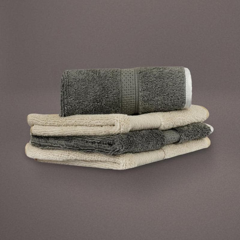 Buy Grey & Beige Silly Cuddly Towel (Set of Eight) Towel Sets from Vaaree