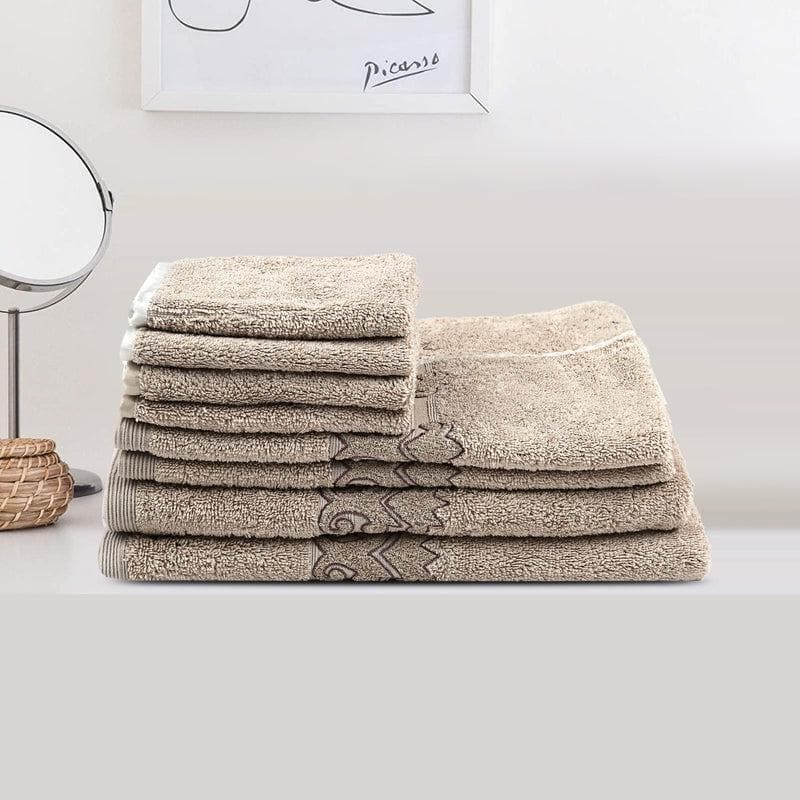 Buy Quintessentially Beige Towel- Set Of Eight Towel Sets from Vaaree