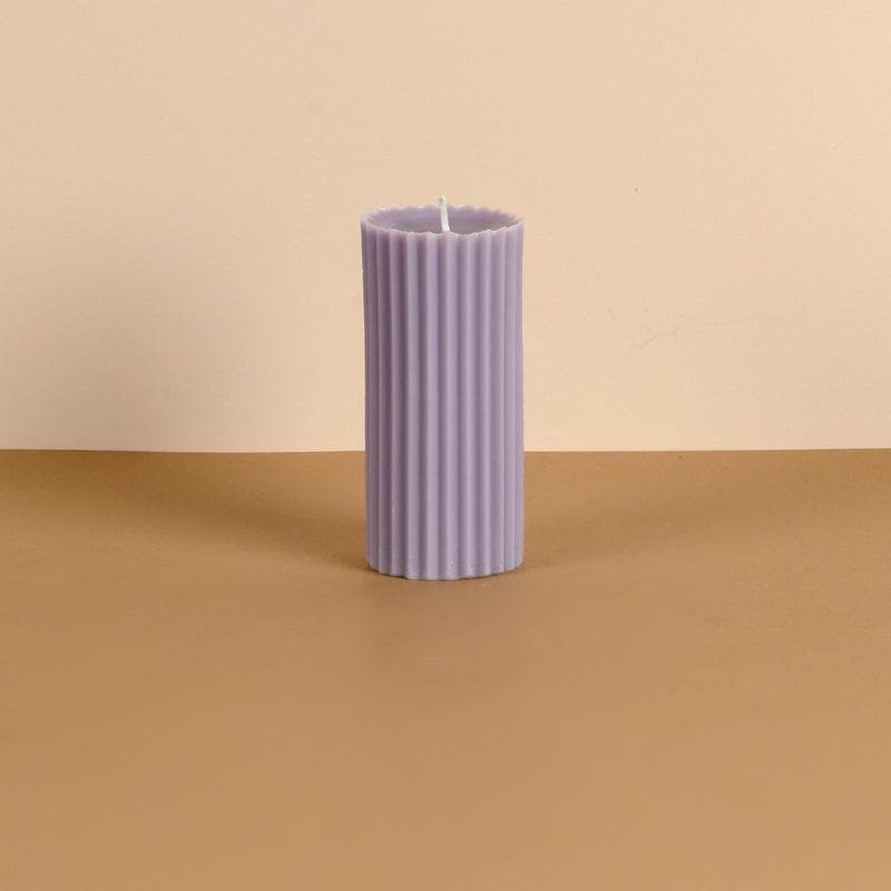 Buy Lavender Fields Ribbed Pillar Candle at Vaaree online | Beautiful Candles to choose from