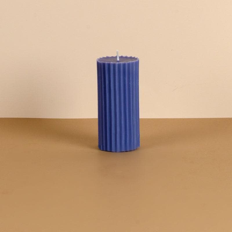 Buy Violet Roses Ribbed Pillar Candle at Vaaree online | Beautiful Candles to choose from