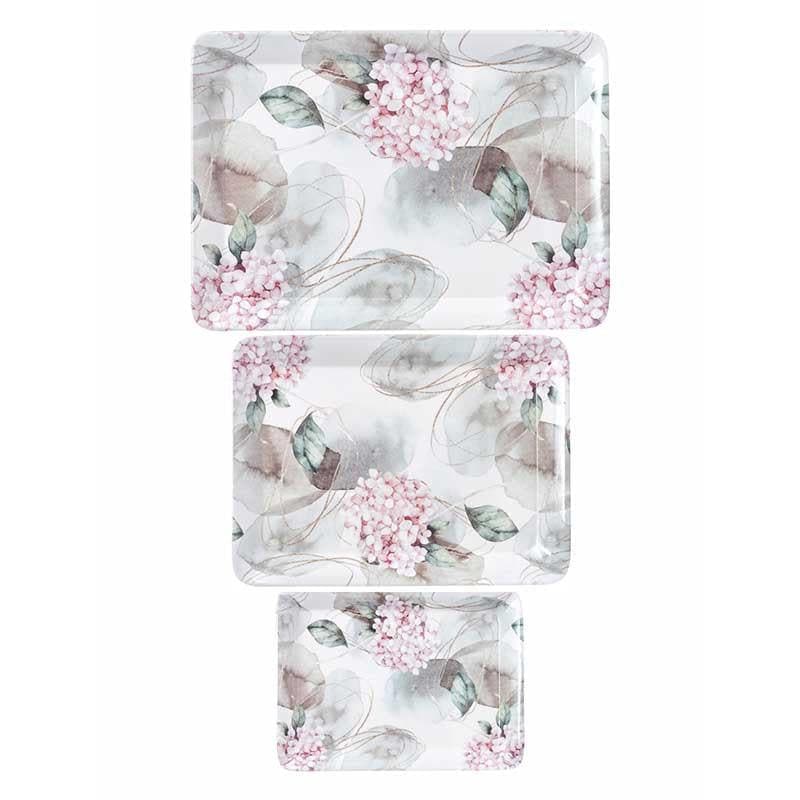 Serving Tray - Clustered Blooms Melamine Tray - Set of Three