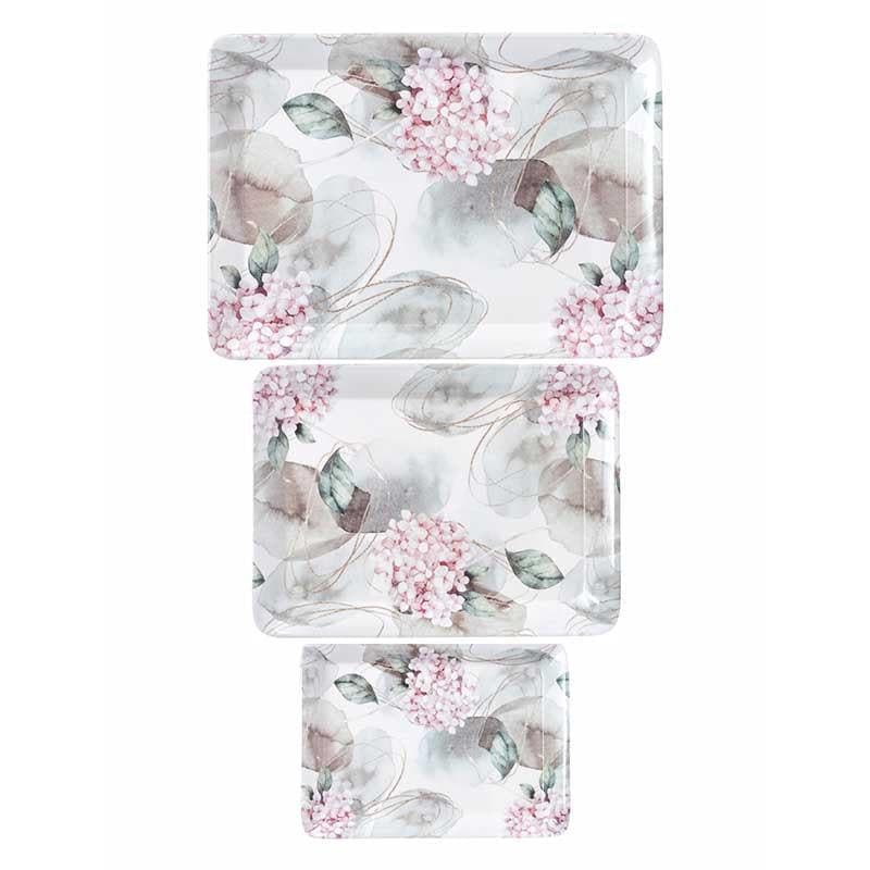 Buy Clustered Blooms Melamine Tray - Set of Three Serving Tray from Vaaree