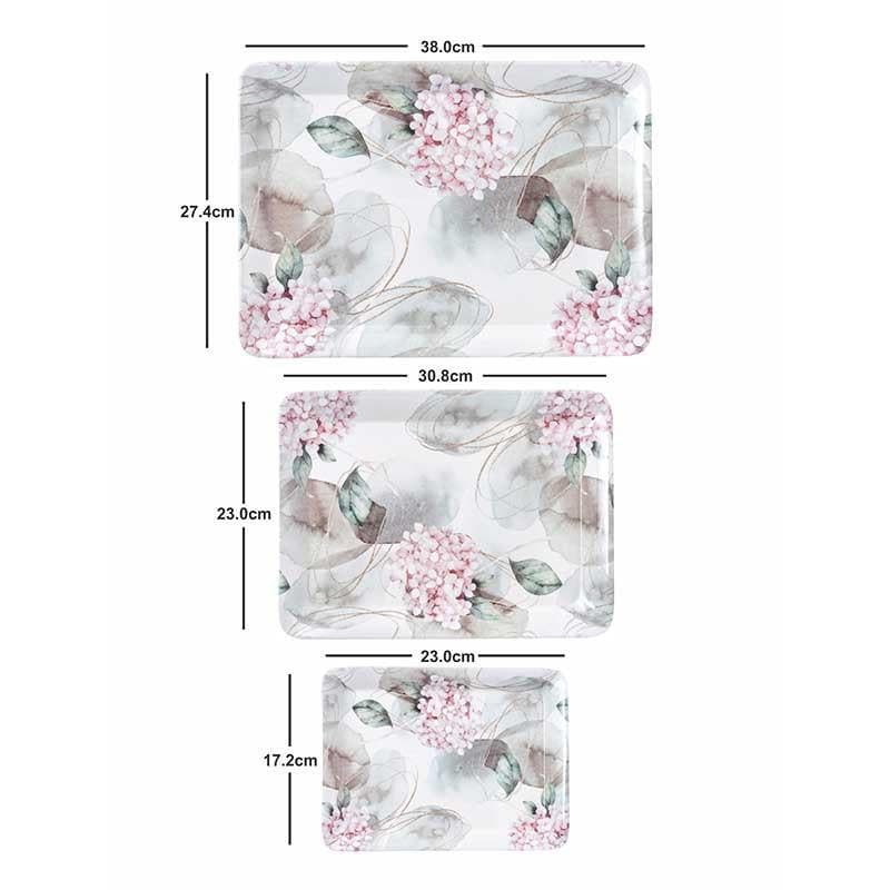 Buy Clustered Blooms Melamine Tray - Set of Three Serving Tray from Vaaree