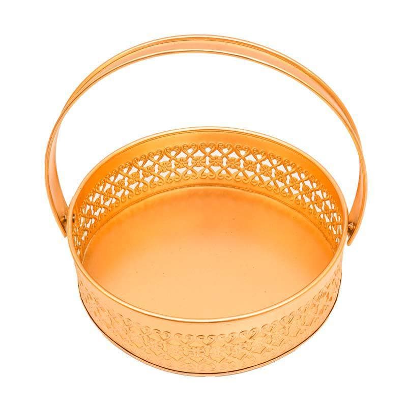 Buy Golden Bling Basket Tray Serving Tray from Vaaree