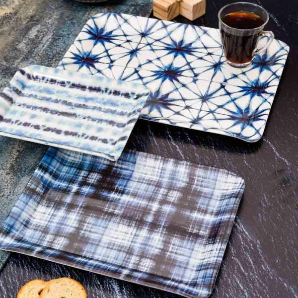 Serving Tray - Shibori Beauty Melamine Serving Tray - Set of Three