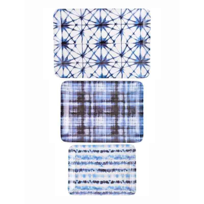 Buy Shibori Beauty Melamine Serving Tray - Set of Three Serving Tray from Vaaree