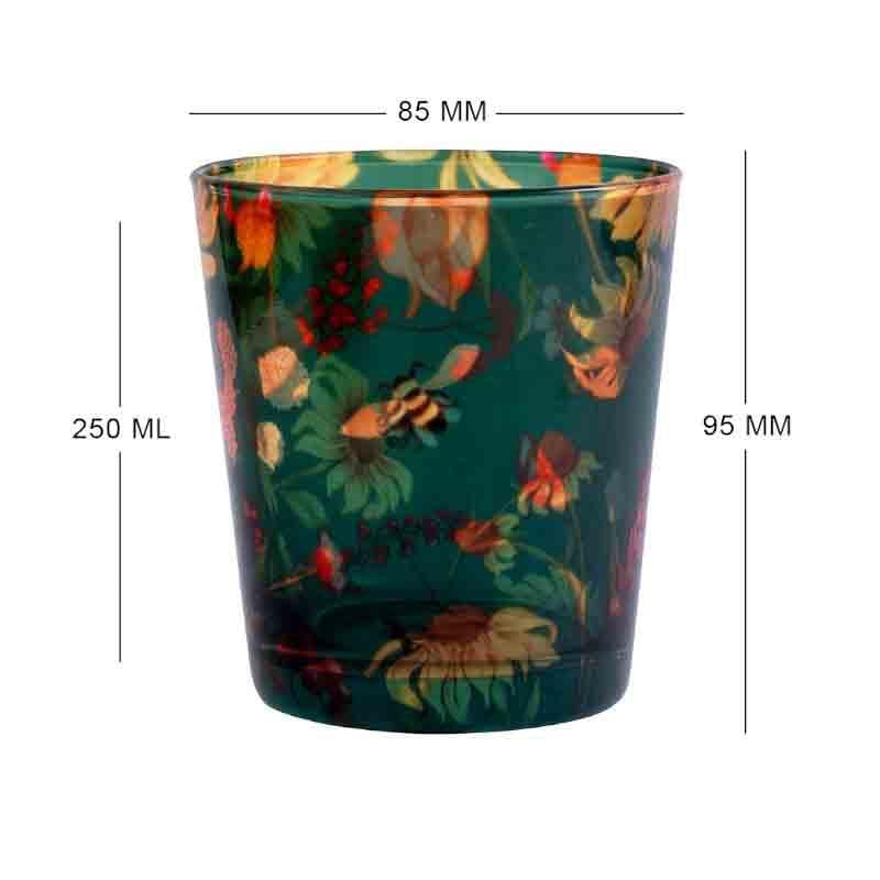 Buy Floral Bliss Green Glass Tumbler - Set Of Four Tumbler from Vaaree