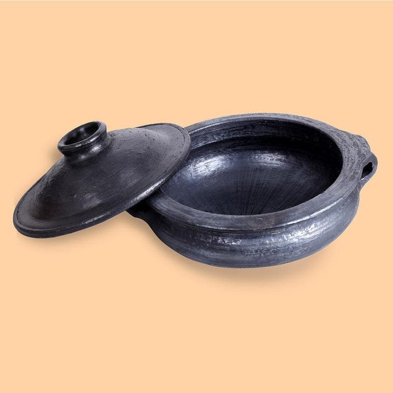 Buy Epiphany Blackened Clay Urali With Lid Handi from Vaaree