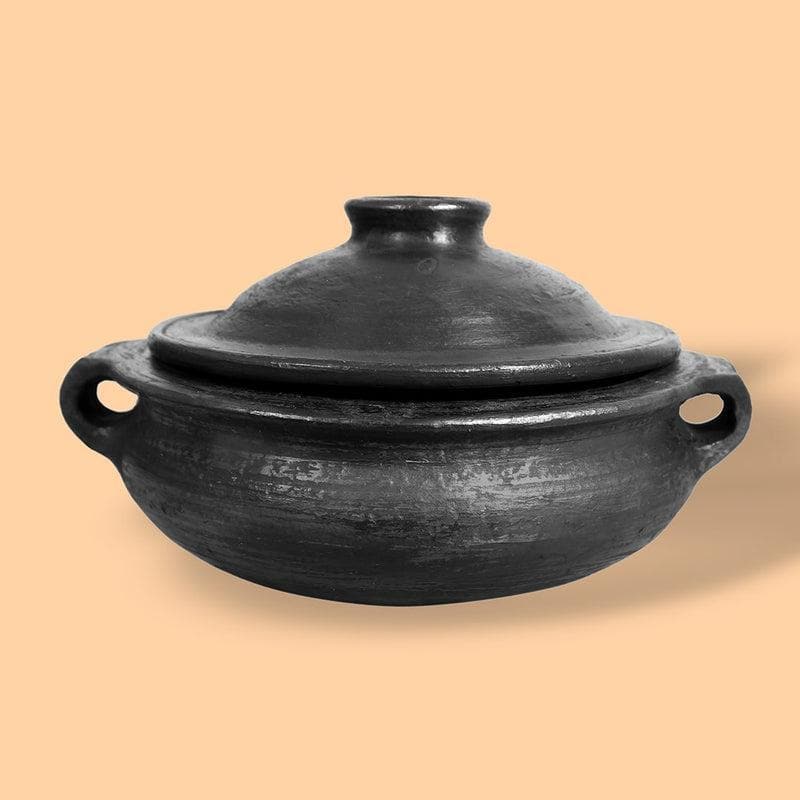 Buy Epiphany Blackened Clay Urali With Lid Handi from Vaaree