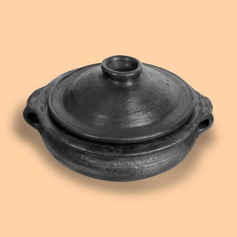 Buy Epiphany Blackened Clay Urali With Lid Handi from Vaaree