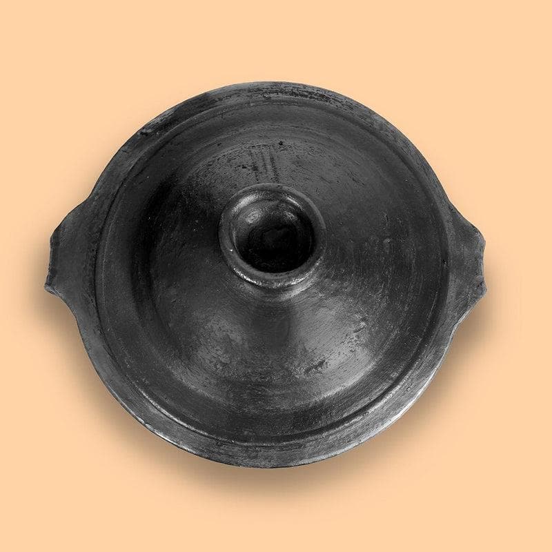 Buy Epiphany Blackened Clay Urali With Lid Handi from Vaaree