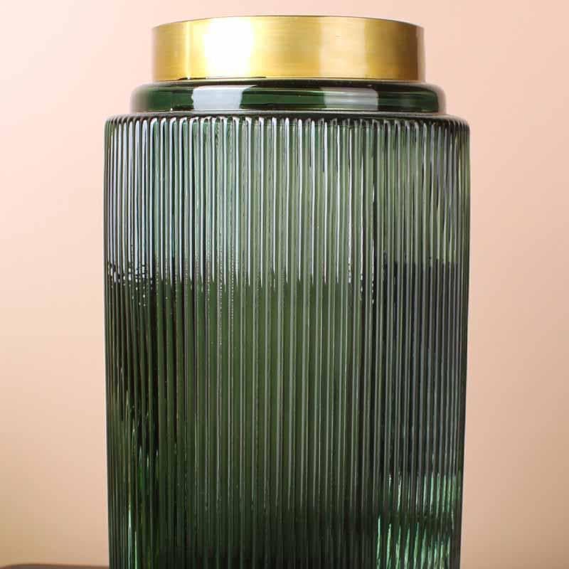 Buy Aurum Ribbed Vase - Green Vase from Vaaree