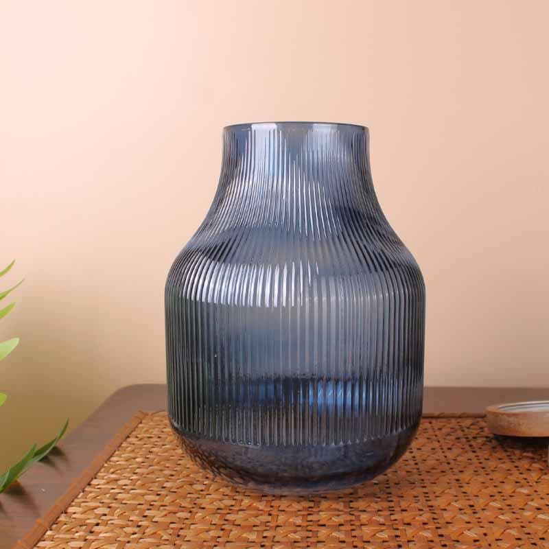 Buy Bella Ribbed Vase - Blue Vase from Vaaree