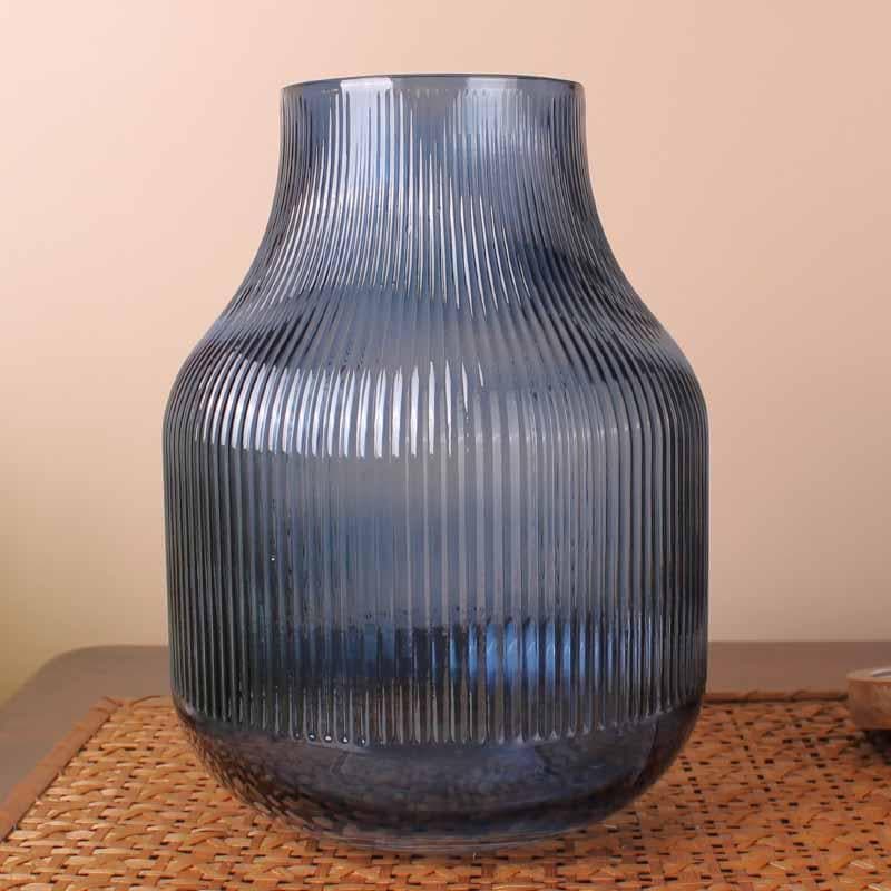 Buy Bella Ribbed Vase - Blue Vase from Vaaree