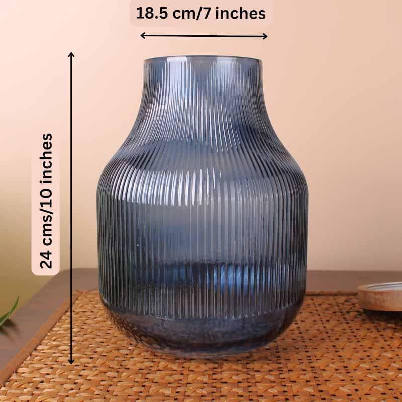 Buy Bella Ribbed Vase - Blue Vase from Vaaree