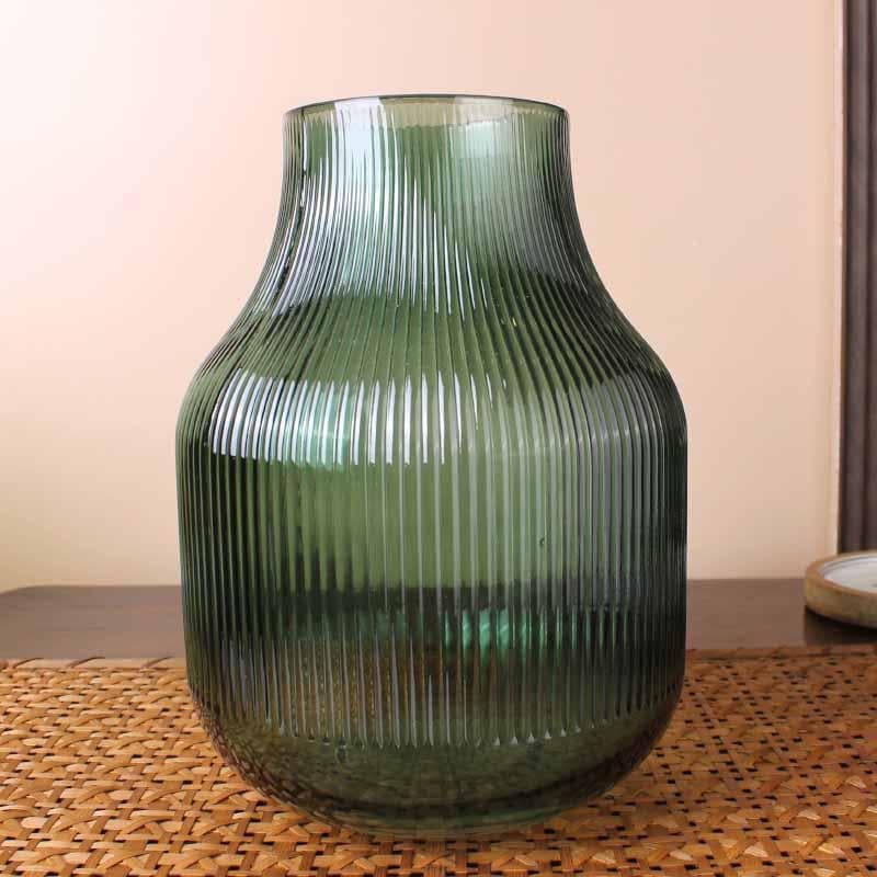 Buy Bella Ribbed Vase - Green Vase from Vaaree