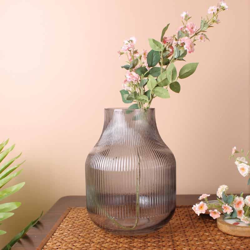 Buy Bella Ribbed Vase - Grey Vase from Vaaree