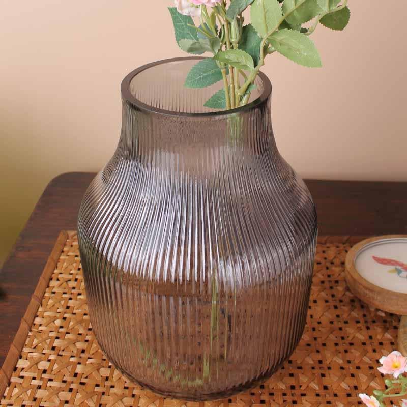 Buy Bella Ribbed Vase - Grey Vase from Vaaree