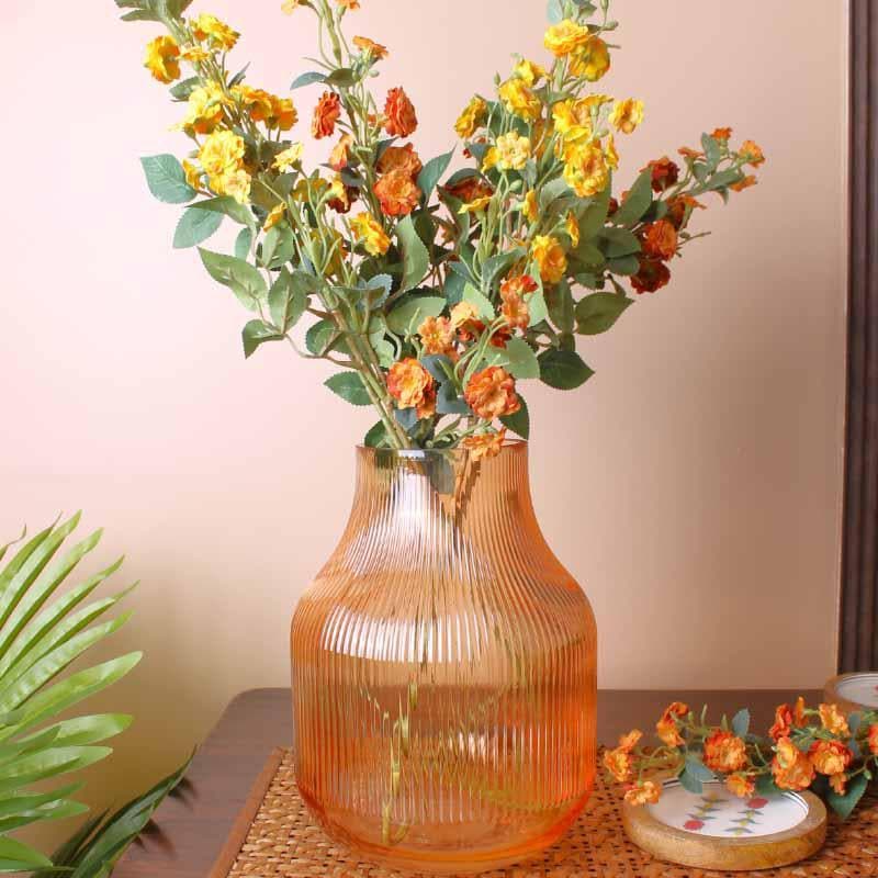 Buy Bella Ribbed Vase - Orange Vase from Vaaree