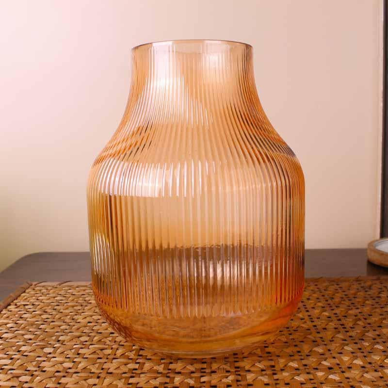 Buy Bella Ribbed Vase - Orange Vase from Vaaree