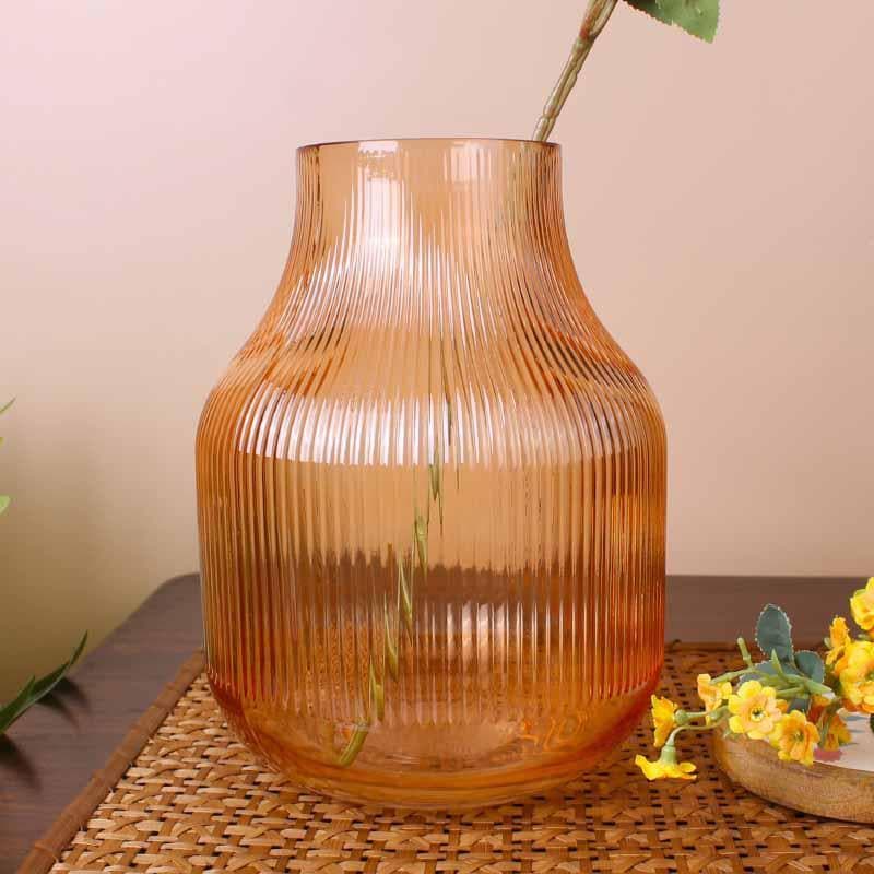 Buy Bella Ribbed Vase - Orange Vase from Vaaree