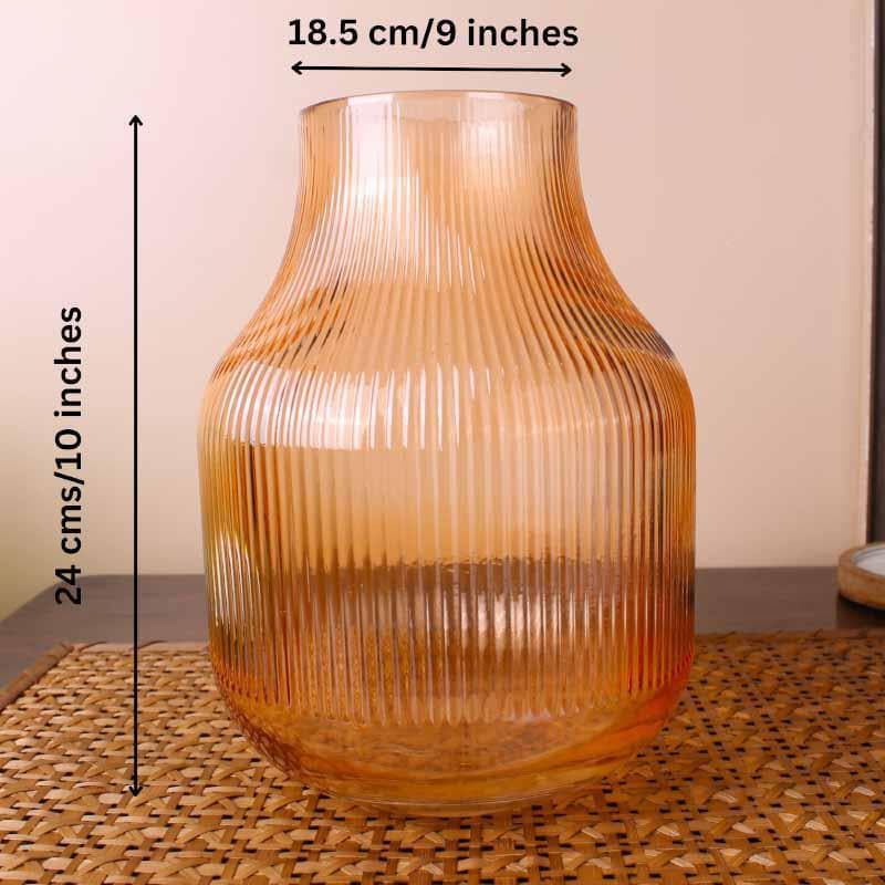 Vase - Bella Ribbed Vase - Orange