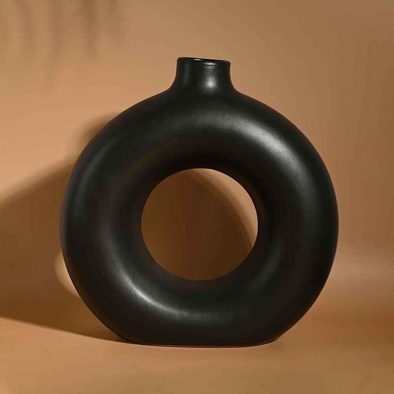 Buy Boho Donut Vase - Black Vase from Vaaree