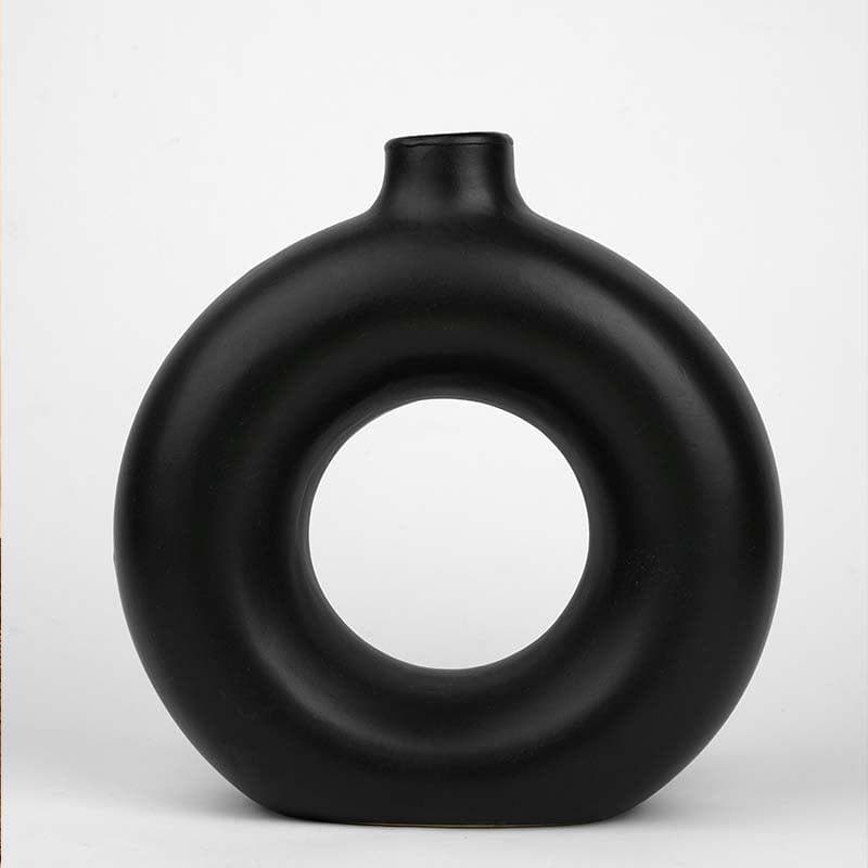 Buy Boho Donut Vase - Black Vase from Vaaree