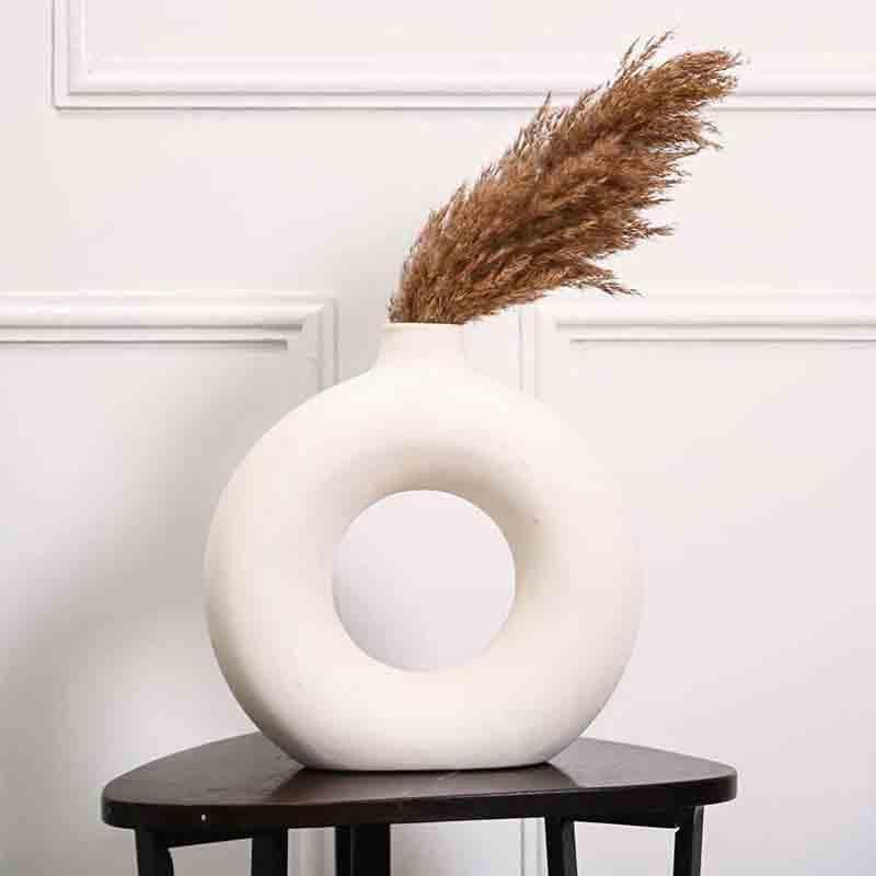 Buy Boho Donut Vase - White Vase from Vaaree