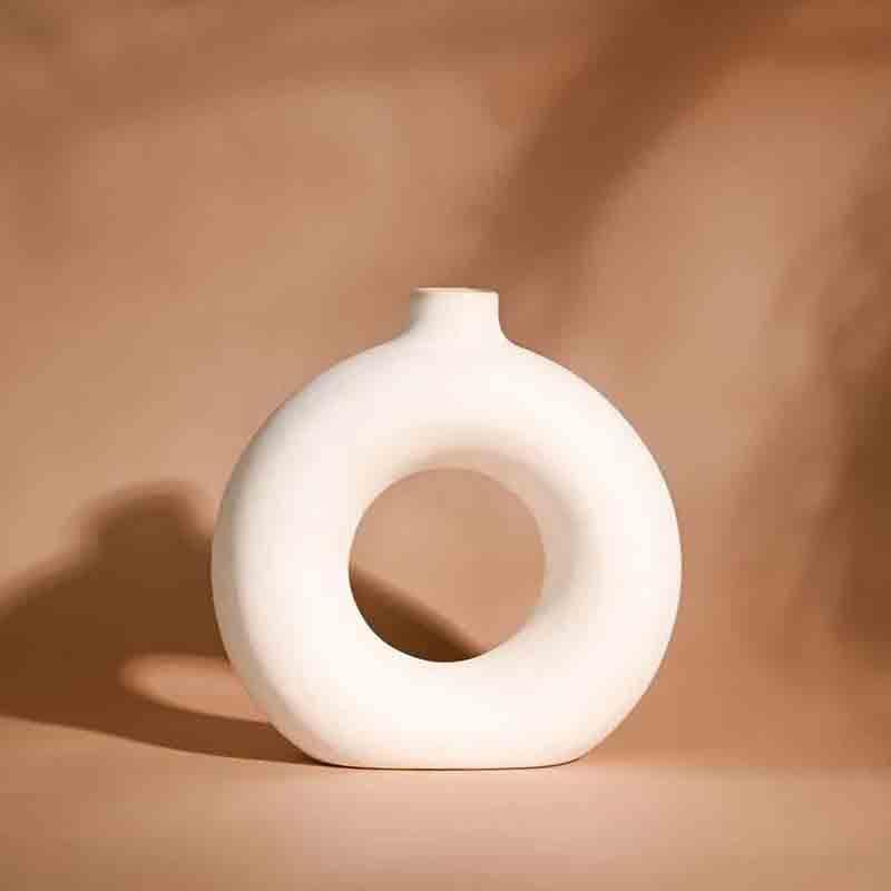 Buy Boho Donut Vase - White Vase from Vaaree