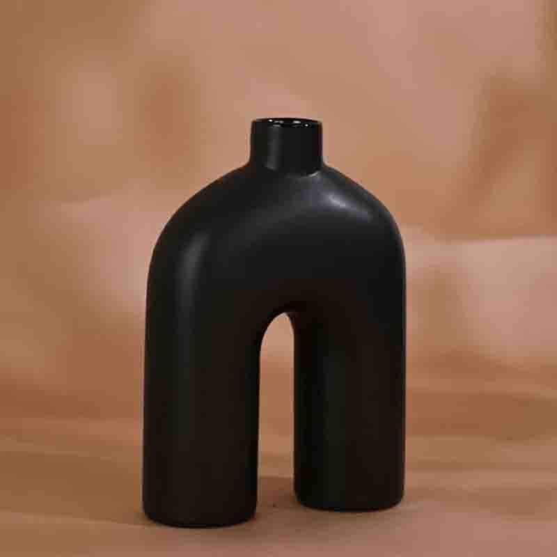 Buy Inverted U-Shaped Vase - Black Vase from Vaaree