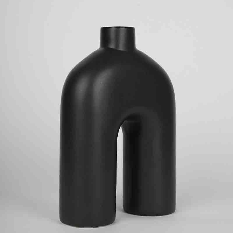 Buy Inverted U-Shaped Vase - Black Vase from Vaaree