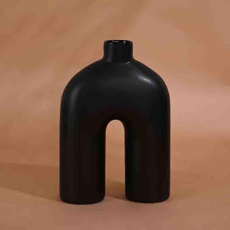 Buy Inverted U-Shaped Vase - Black Vase from Vaaree