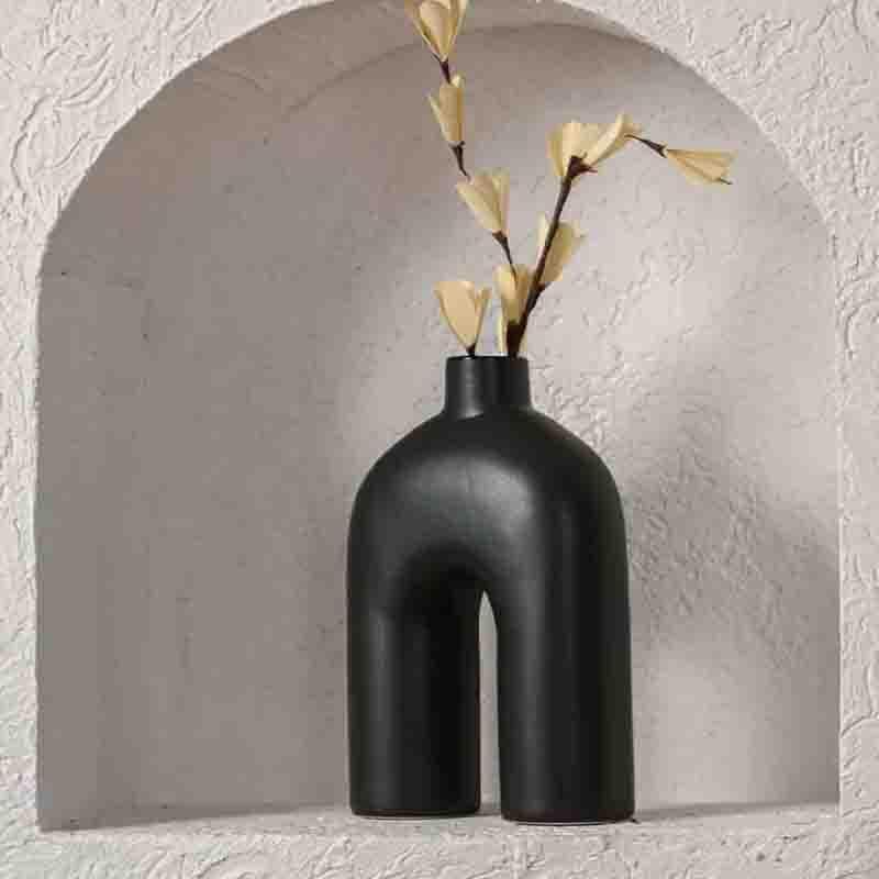 Buy Inverted U-Shaped Vase - Black Vase from Vaaree