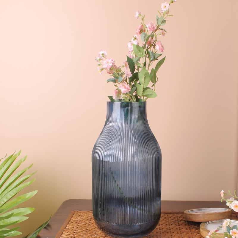 Buy Margot Ribbed Vase - Blue Vase from Vaaree