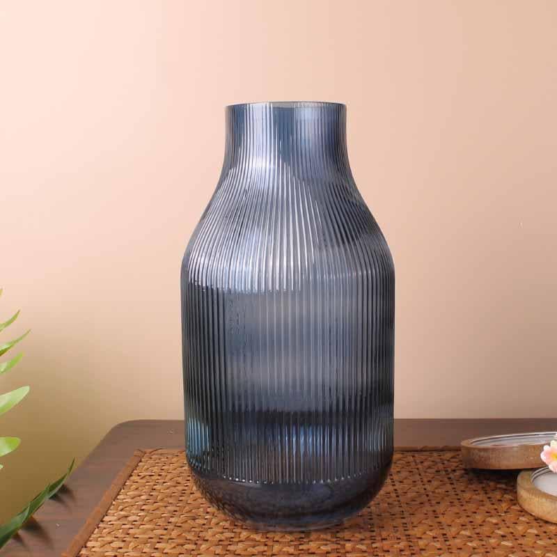 Buy Margot Ribbed Vase - Blue Vase from Vaaree