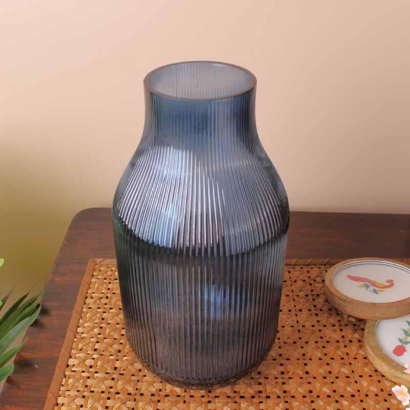 Buy Margot Ribbed Vase - Blue Vase from Vaaree