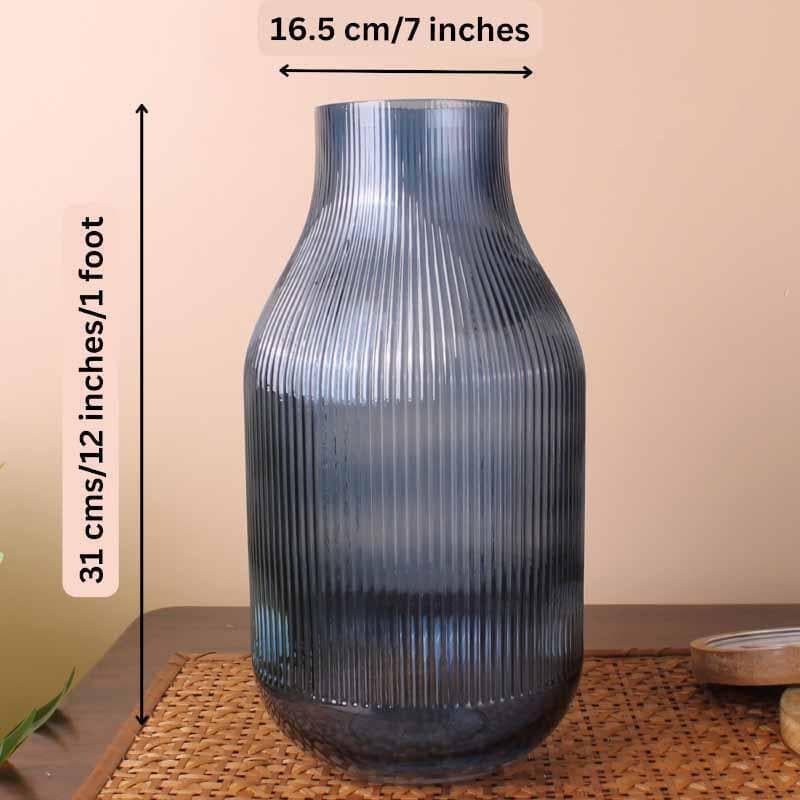 Buy Margot Ribbed Vase - Blue Vase from Vaaree