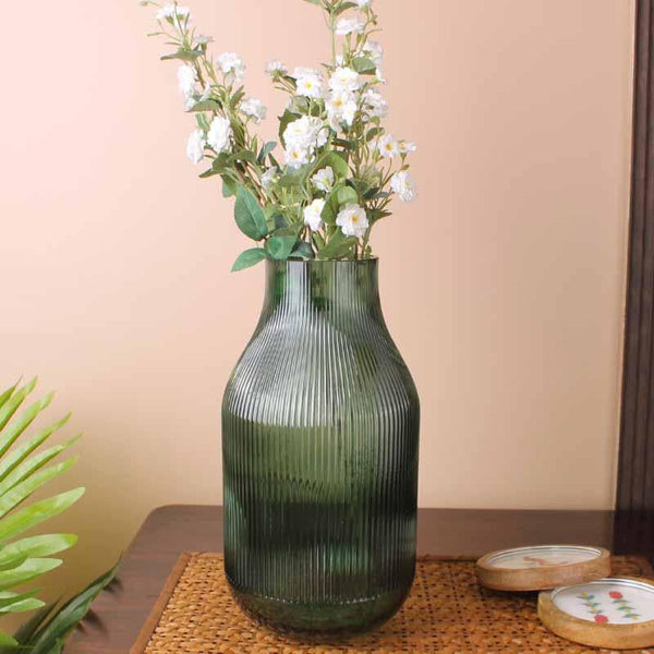 Buy Margot Ribbed Vase - Green Vase from Vaaree