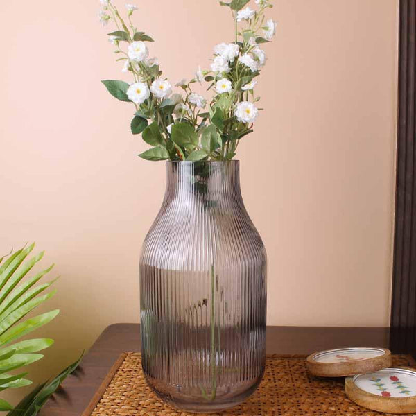 Buy Margot Ribbed Vase - Grey Vase from Vaaree