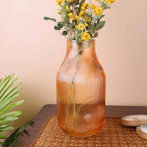 Buy Margot Ribbed Vase - Orange Vase from Vaaree